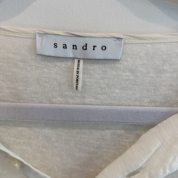 Sandro Men’s Long Sleeve Linen Henley Top M - Picture 5 of 7